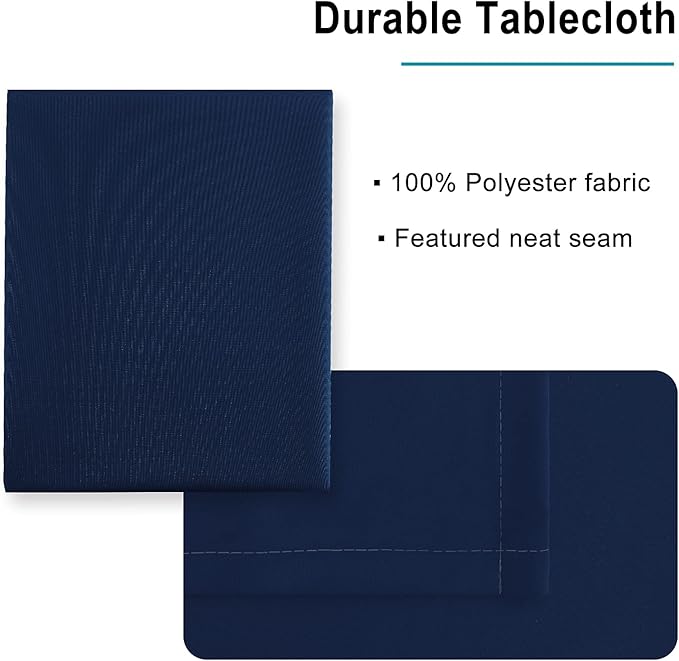 Hiasan Waterproof Tablecloth Rectangle - Washable Fabric Table Cloth for Dining Room Kitchen Birthday Party and Outdoor Use, Navy Blue, 70 x 120 Inch