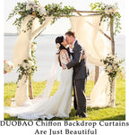 DUOBAO Ivory Chiffon Backdrop Curtain for Parties Sheer Curtains 96 Inch Length 2 Panels Set for Bedroom Wedding Backdrops Drape Cream Beach Drapes for Baby Shower Birthday Graduation(29''x96'')