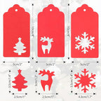 jijAcraft Christmas Gift Tags - 150Pcs Christmas Tags with String, Blank Red Paper Hollow Trees, Rudolph, Snowflake Shapes Holiday Labels for Xmas Party Favors, DIY Crafts, Jar