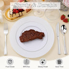 200PCS White Plastic Plates Set, 100 10.25 inch Dinner Plate and 100 7.5 inch Dessert Plates, Premium Disposable Plates for Party, Wedding