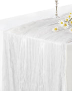 Ivory White Cheesecloth Table Runner 120 Inch, Boho Rustic Gauze 10 FT, Summer Cheese Cloth Runner for Wedding, Baby Bridal Shower, Party, Farmhouse Centerpiece Home Decorations