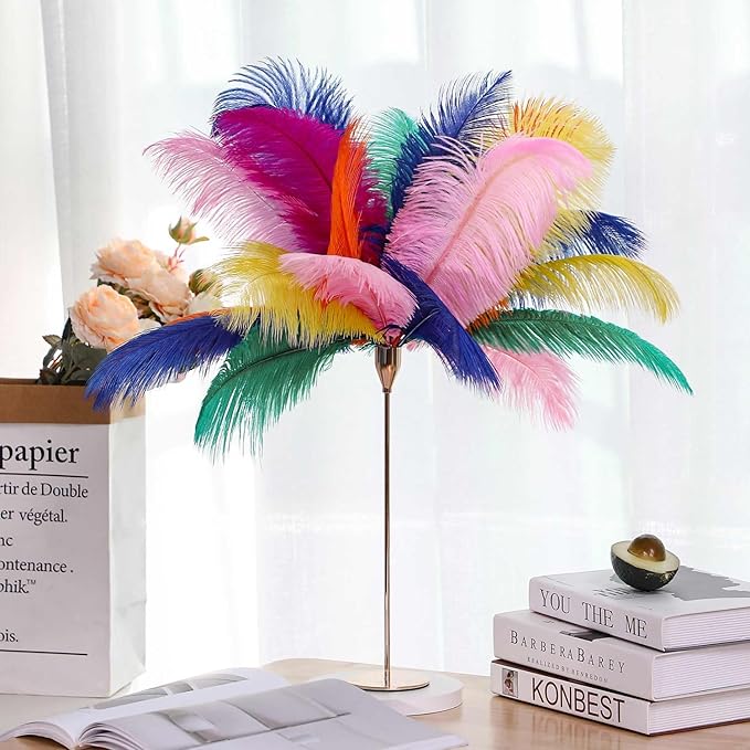 YAKRUNA 30PCS Light Pink Ostrich Feathers Bulk 12-14 Inches for Centerpieces for Wedding Birthday Gatsby Party, Decorative Plumes for Vase & Table & Christmas Tree Decor (30-35cm, Pink)