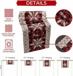 Buffalo Plaid Christmas Cotton Linen Table Runner for Dining Kitchen, Snowflake Red Black Check Wedding Outdoor Party Tablerunner Decoration,Retro Dresser Scarf Coffee Tablecloth Runners 13x108 Inches