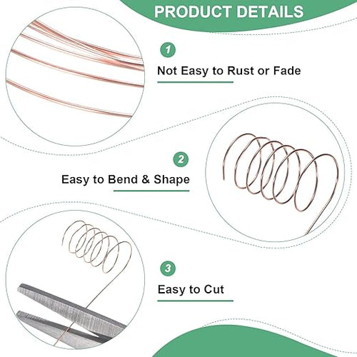 2-Rolls 0.2mm Jewelry Wire, 32 Gauge 328FT Craft Wire Copper Beading Wire for Jewelry Making/Planting/Weaving/DIY Crafting, Soft Metal Wires [100M, Champagne Gold]