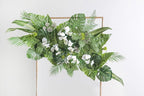 Serra Flora Artificial Greenery Spray Box Set(Pack of 30pcs) with 9 Kinds of Filler for Safari Jungle Hawaiian Luau Party Table Decoration Wedding Birthday Theme Party Decorations (Palm Leaves)