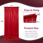 10x10 ft Wrinkle Free Red Sequin Backdrop Curtain for Parties,Thick Not Fall-Off Glitter Backdrop Drapes,2 Panels 5x10ft Shimmer Photo Back Drop Cloth for Wedding Birthday Photography Background