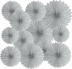 20 Pcs Silver Grey Hanging Paper Fan, Hanging Honeycomb Round Paper Fans for Weddings, Birthdays, Christmas, Baby Showers, Classroom, Events Ceiling Party Supplies Decorations