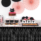3 Pack 29 x108 Inch Black Foil Fringe Table Skirts Metallic Banner for Tinsel Streamer Garland Backdrop for Parade Floats Wedding Thanksgiving Birthday Christmas Halloween New Year Party Decoration