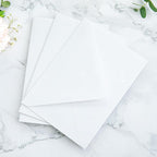 PONATIA 50PCS A7 Euro Flap White Envelope, 5.25 x 7.25'' Dusty Blue Flowers Liner Envelopes for Wedding Invitations, Photos, Postcards, Greeting Cards, Acrylic Mailing, 5x7 Envelopes