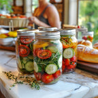ComSaf Wide Mouth Mason Jars 32 oz with Lids 2 Pcs, Quart Mason Jars with Seal Band, Large Glass Jar, Big Canning Containers for Pickles, Jams, Sauces, Salsa, Sourdough, Juice, Suntea, Food Storage
