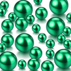 150 Pieces Vase Filler Faux Pearls Vase Makeup Beads No Hole Gloss Bead Mixed Sizes Round Pearl for Home Party Wedding Decor, 8/14/20 mm(Green)