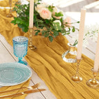 1 Pack Cheesecloth Table Runner 10Ft Christmas Gauze Boho Table Runners for Wedding Decor Bridal Shower Decorations Baby Shower Party(35" x 120")