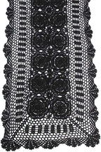 KEPSWET Cotton Handmade Crochet Lace Table Runner Black Rectangle Coffee Table Dresser Decor (14x36 inch)