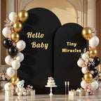 Black Arch Backdrop Cover for Wedding, Set of 2 Stretchy Spandex Fitted Arch Stand Cover for Baby Shower, Birthday Party Decor, Chiara Backdrop Cover with Double-Sided Design(7.2FT 6FT, Black)