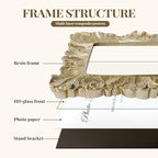 Cuspin 6x6 Gold Picture Frame, Vintage Gold Palm Leaves Textured Hand-Crafted Resin Frames with Glass Front, Retro Square Photo Frame for Wall and Tabletop Display Home Decor