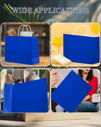 qiqee 100PCS Large Gift Bag with Handles Bulk 13"x4.5"x10" Gift Bags Diamond Blue Multiple Uses (32x11x25cm,Wide Large)