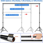 Hemmotop Photo Backdrop Stand, 10x7 ft Background Stand for Photoshoot, Adjustable Backdrops Support kit with Carry Bag for Parties, Photography, Projector Screen, Wedding, Decoration, Balloons