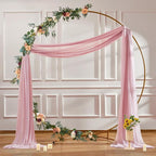 Wedding Arch Draping Fabric, 1 Panel 30" x 20Ft Dusty Rose Sheer Curtain Drapes Extra Wide & Long Backdrop Curtains for Easter Bridal Shower Backdrop Outdoor Party Arches Church Ceremony Decoration