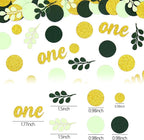 300PC Gold Glitter and Sage Green First Birthday Decorations for Girl/Boy Greenery Happy 1st Birthday Confetti for Table for Baby One Year Old Party Decor Supplies