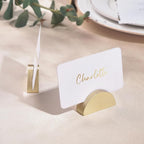 UNIQOOO 10 Set 2" Arch Gold Birch Wood Stand with Cards |1.2mm Slot, for Name Cards, Place Card Holder, Photo Display Stand | for Event Decor, Retail Shop, Cafe Restaurant Menu, Business Card, Name Tag