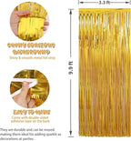 Crosize 8 Pack 3.3 x 9.9 ft Gold Foil Fringe Curtains Party Decorations, Gold Tinsel Curtain Backdrop for Parties, Door Streamers, Glitter Streamer Backdrop for Birthday Decoration