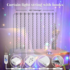 DomeStar 300 LED Fairy Curtain Lights, 9.8ft x 9.8ft Battery Operated with 8 Modes Remote Christmas Waterproof String Hanging Lights for Bedroom Patio Garden Party Wedding Wall Decor (Multicolor)