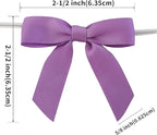 50pcs 2-1/2" Purple Satin Ribbon Bows with Twist Ties Mini Ribbon Bows for Candy Partiy Decoration Gift Packing&Wrapping Accessoried(Purple)