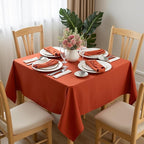 sancua Square Tablecloths 85x85 Inch Rust - Fabric Fall Table Cloth for Square or Round Tables, Burnt Orange Washable Polyester Table Cover for Thanksgiving, Holiday Party, Decorative Display Tables