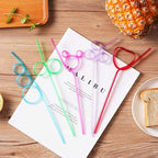 24 Pcs Silly Crazy Straws for Kids Reusable Plastic Loop Curly Crazy Drinking Straws for Classroom Activities Valentines Day Gift Christmas Birthday Wedding Party Supplies Decoration