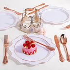 WDF 120Pieces Rose Gold Plastic Silverware - Heavy Duty Rose Gold Plastic Cutlery Set - Disposable Rose Gold Utensils - Rose Gold Flatware Includes 40 Forks, 40 Spoons, 40 Knives for Wedding