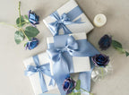 French Blue Satin Ribbon 2.5 Inch Double-Faced Ribbons 25 Yards for Gift Wrapping Flower Bouquet Wedding Paper Bows Invitations Crafts