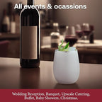 Smarty Had A Party 64 White with Silver Elegant Stemless Plastic Wine Glasses, 12 oz Disposable Drinkware, Plastic Wine Glasses for Parties