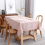 maxmill Lux Faux Linen Table Cloth with Slubby Texture Wrinkle Resistant Anti-Shrink Soft Tablecloth for Kitchen Dining Tabletop for Buffet Banquet Parties Event Dinner Rectangle 52 x 70 Inch Blush
