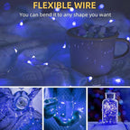 LAMPHOME 6 Pack Fairy Lights Battery Operated String Lights 6.6ft 20 Led Mason Jar Lights Waterproof Silver Wire Light Fireflies DIY Party Wedding Christmas Decoration(6 Pack,Blue)