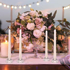 24 PCS Glass Taper Candle Holders Bulk Candlestick Holders Clear Short Tapered Candle Stick Holder Decor Set for Table Centerpiece Wedding Party Advent Christmas Home Decorations (24, Clear)