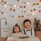 Ombre Brown Party Decorations Polka Dots Garlands Cream Tan Brown Boho Hanging Paper Circle Dots Streamer for Neutral Rustic Cowboy Western Teddy Bear Birthday Baby Shower Wedding Woodland Party Decor