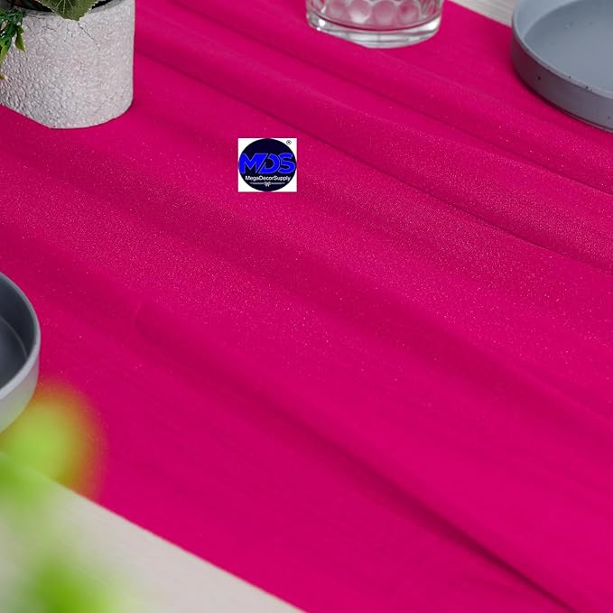 MDS Halloween Chiffon Table Runner - 5 Pack, 29 x 120 Inches, 10ft Each - Sheer Spooky Table Runners for Haunted House Parties, Trick-or-Treat Tables, Witchy Décor, Wedding & Events - Hot Pink