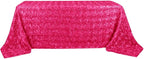 Efavormart 90"x132" Wholesale Rectangle Table Cover Fushia Grandiose Rosette 3D Satin Tablecloth for Wedding Party Event