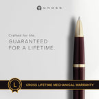 Cross Bailey Light Refillable Rollerball Pen Presented in a Everyday Gift Box - Medium Point, Black Ink, Polished Burgundy