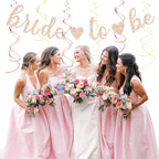 Blush-Pink Rose-Gold Bridal-Shower Fall Party-Decorations - 31pcs Bride To Be Sign Banner,Bachelorette Paper Lanterns,Wedding Streamers Garland,Boho Peach Tissue Pom Poms Fans Decor Supplies Burgleda