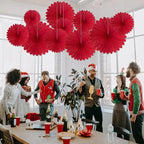 20 Pcs Red Hanging Paper Fan, Hanging Honeycomb Round Paper Fans for Weddings, Birthdays, Christmas, Baby Showers, Classroom, Events Ceiling Party Supplies Decorations