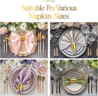 Polymer Material Reusable Napkin Band, Glue-Free Tear-Proof Water Resistant Oil-Proof Napkin Bands Set of 50(Front Brushed Gold Color and Back Silver), 6 Adjustable Sizes Napkin Rings