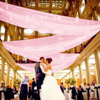 6 Panels Pink Ceiling Drapes for Wedding, 5ftx30ft Ceiling Drapes Cheesecloth Sheer Fabric Curtain Wedding Arch Draping Fabric Romantic Ceilings Decorations for Weddings Party Ceremony Stage