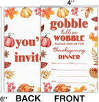 Thanksgiving Party Invitations Fall Pumpkins Turkey Friendsgiving Thanksgiving Dinner Party Fill in Invites Cards With Envelopes (20 Count), Double Sided Design