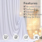 60 x 12ft Wrinkle Free White Backdrop Curtain for Wedding Parties, 12 Panels 5×12ft Long Soft Silky Polyester Photo Backdrop Drapes for Birthday Baby Shower Graduation Photography Background Cloth