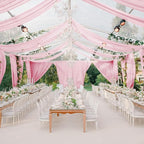 VOK Pink Wedding Arch Draping Fabric Chiffon Fabric, 29in x 18Ft 2 Panels Sheer Chiffon Outdoor Curtain for Wedding Ceremony Birthday Party Decoration (Light Pink,2 Panel)