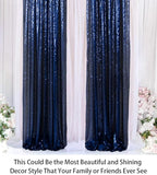 ShinyBeauty Sparkle Backdrop Curtain Navy Blue 2 Panels Set Sequin Photo Backdrop 2FTx8FT Sequin Backdrop Curtain Pack of 2-1220S