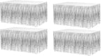 4 Pack 29x108 Inch Metallic Foil Fringe Tinsel Table Skirts for Rectangle Tables Streamer Curtains Backdrop for Wedding, Birthday, Parade Floats, Christmas, Halloween Party Decoration(Silver)