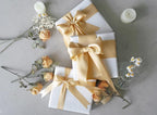 Champagne Satin Ribbon 2.5 Inch Double-Faced Polyester Ribbons 25 Yards for Hair Bows Gift Wrapping Crafts Floral Bouquet Wedding Invitations