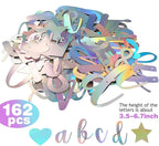 TaoBary 167 Pcs DIY Banner Kit Happy Birthday Glitter Banner Customizable Glitter Make Your Own Kit 162 Letters Symbols and Numbers 3 Rope for Birthday Halloween Wedding Christmas(Holographic)